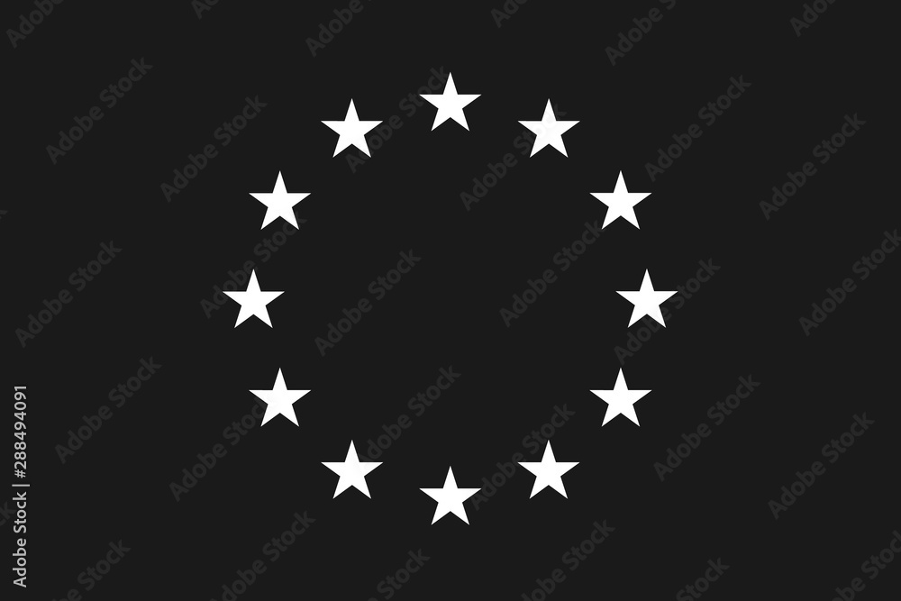 European official union flag , EU flag , with black and white color isolated on background European official union flag , EU flag , with black and white color isolated on background