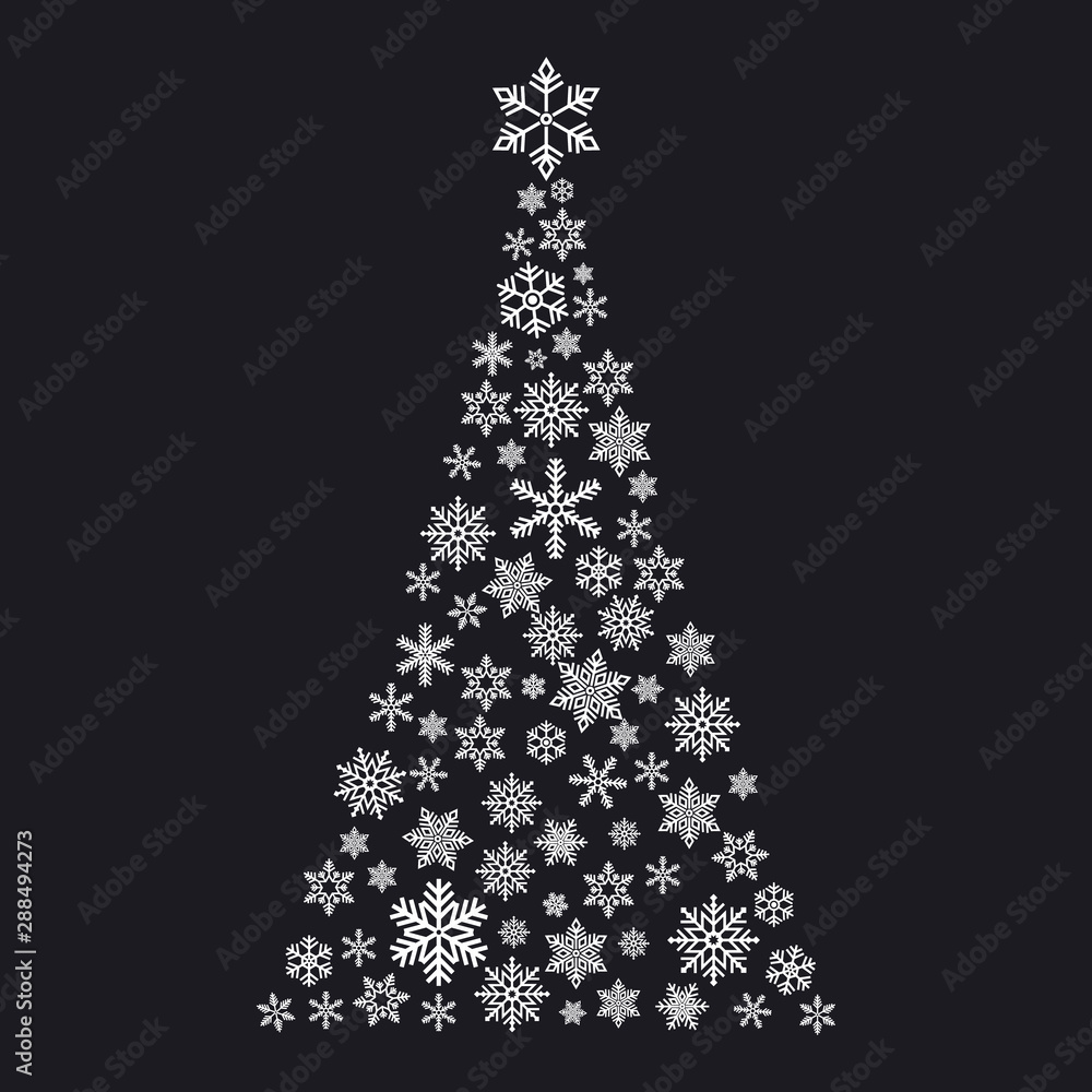 Xmas tree with small flake isolated on color background . Abstract modern patter Xmas tree with small flake isolated on color background . Abstract modern patter