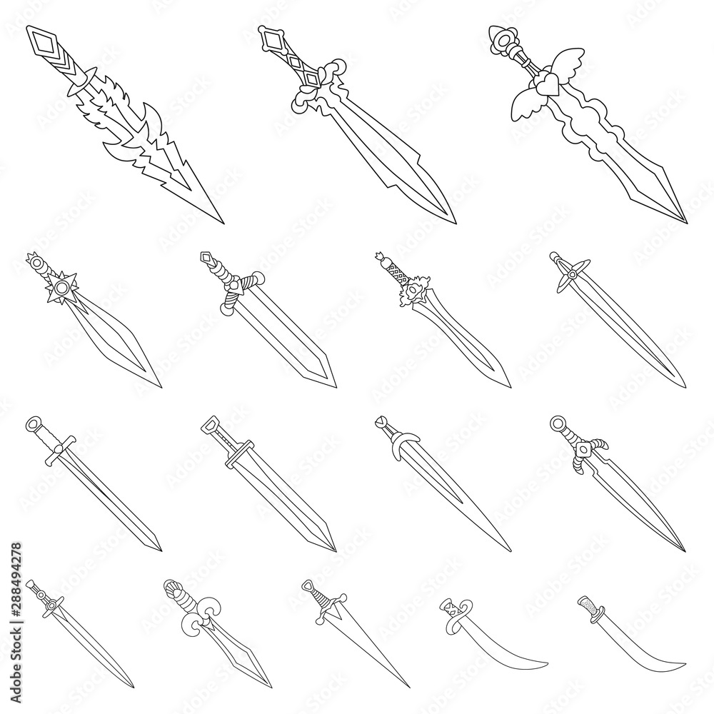 Vector design of game and armor symbol. Set of game and blade stock vector illustration. Vector design of game and armor symbol. Set of game and blade stock vector illustration.
