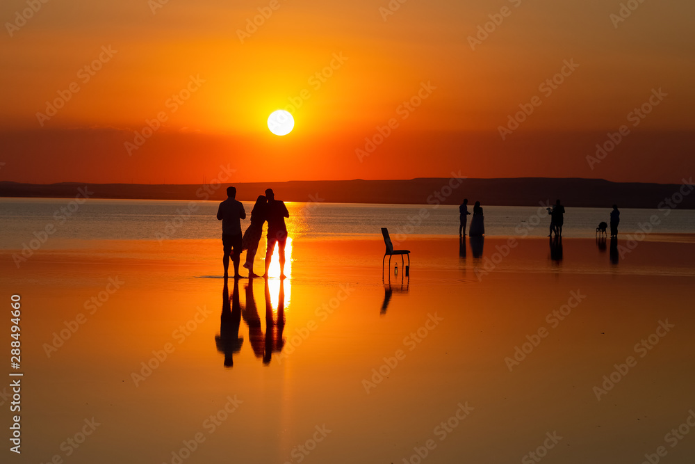 Salt lake Konya Turkey. A man watching far Salt lake Konya Turkey. A man watching far