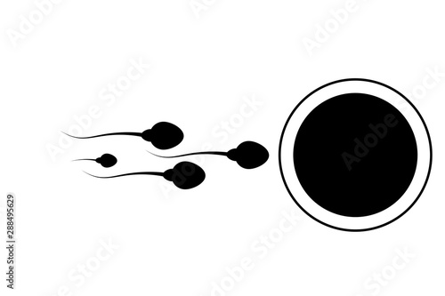 Abstract sperm icon, sperm icon and sperm vector that runs towards the egg. On a white background, competition concept