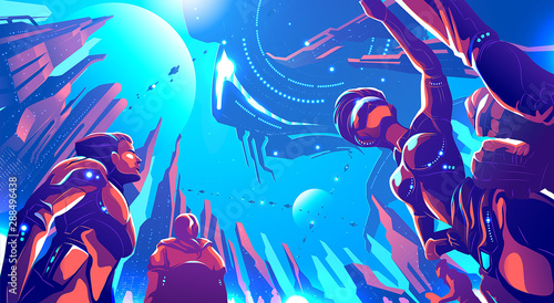 Futuristic city in vector illustration
