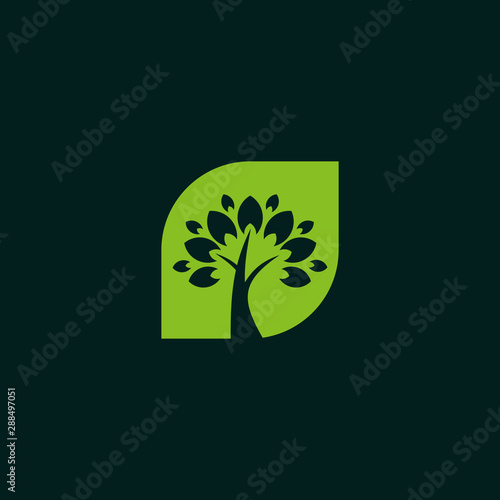 Tree Leaf Naturally Simple Icon Logo Design Template Element Vector