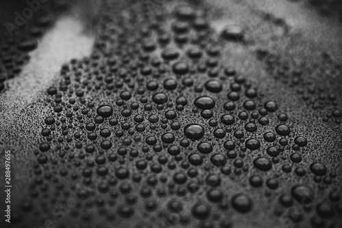 Fotografia Closeup black car paint surface with hydrophobic ceramic coating