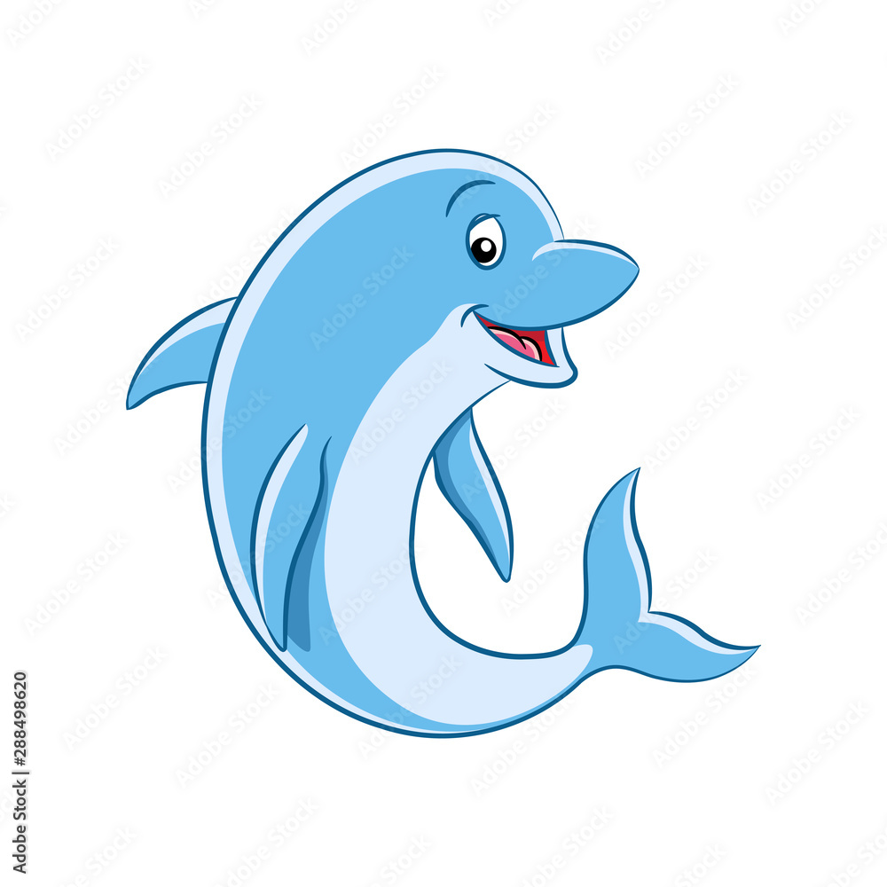 Fototapeta premium Colorful Cartoon Dolphin