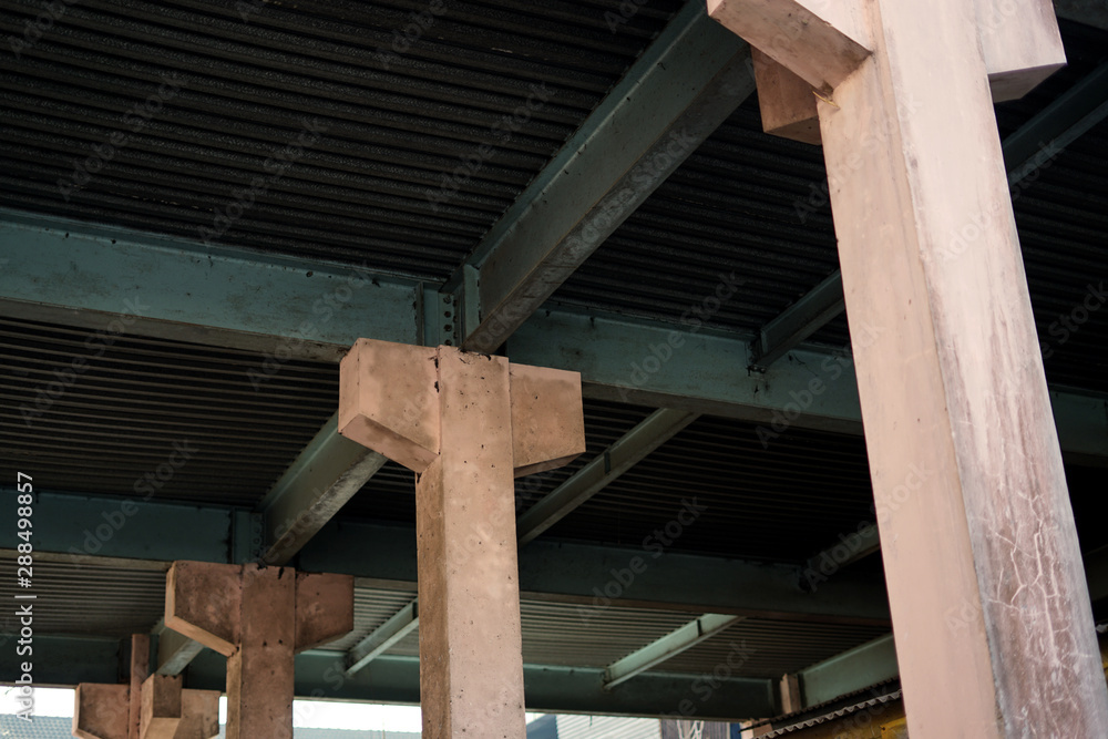 Strong concrete pillars in row Strong concrete pillars in row