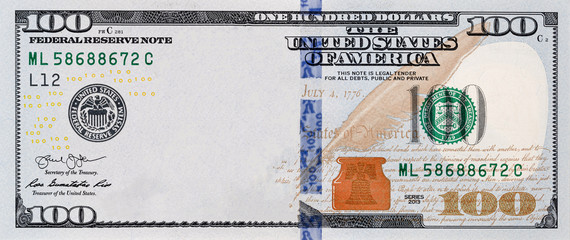 U.S. 100 dollar border with empty middle area