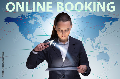 Concept of online air travel booking photo