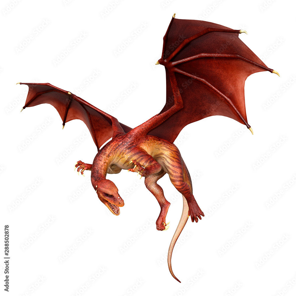 Fototapeta premium 3D Rendering Fairy Tale Dragon on White