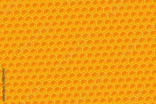 The geometric honeycomb background has a sweet yellow honey color to make a delicious bakery.