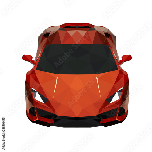 Orange sport car art vector polygon