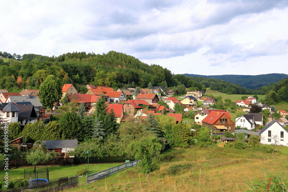 View to the little village of Elmenthal in Thuringia