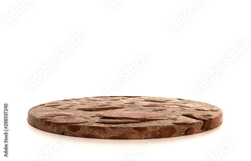 Download 3d Illustration Of Round Yellow Rock Soil Ground Stone Circle Rock Platform Mockup Realistic 3d Rendering Stock Illustration Adobe Stock