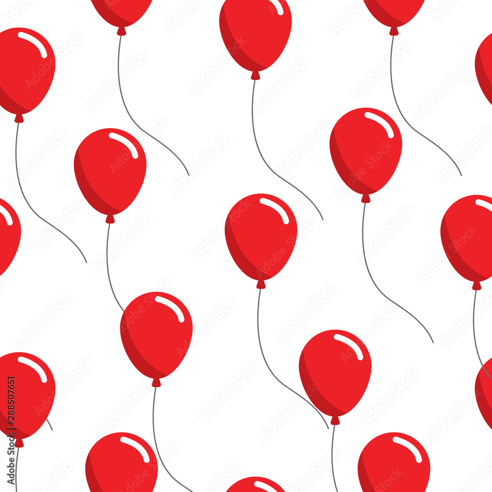 Seamless Pattern with Red Balloons