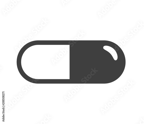 Pill Capsule Vector Icon. The shape of the capsule is simple. Isolated on a white background.