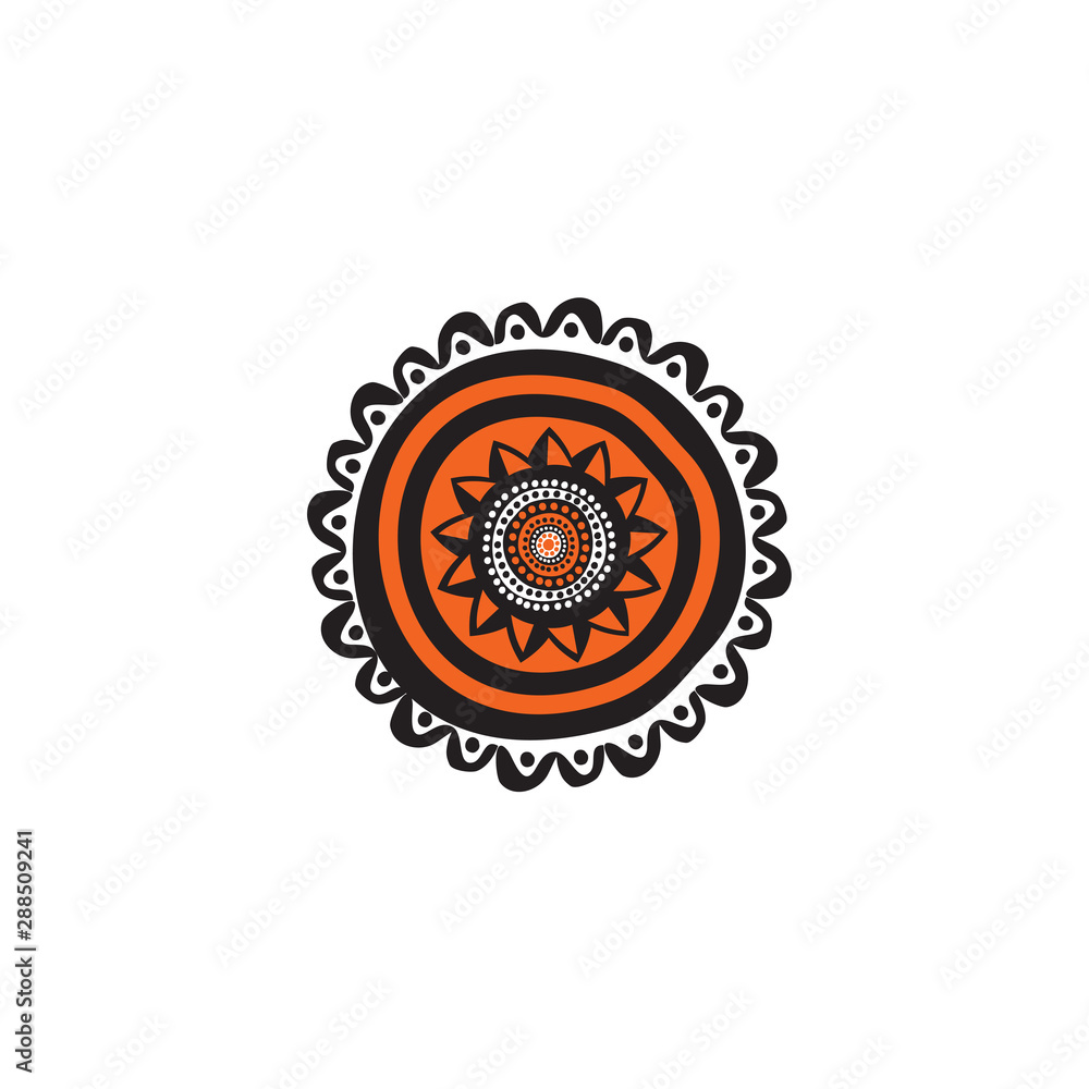 Fototapeta premium Aboriginal art dots painting icon logo design vector illustration template