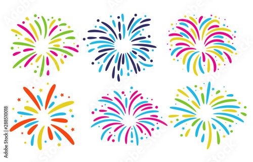 Fireworks Floor Collection. Colorful fireworks For celebrations in the New Year festival.