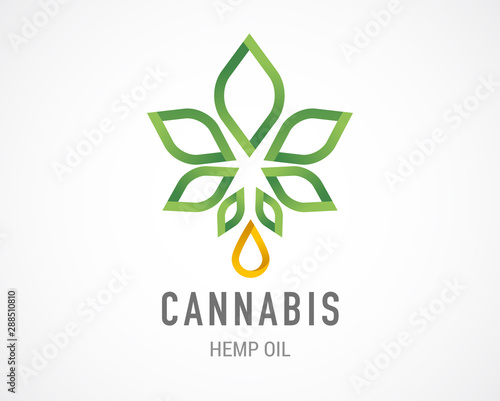 Cannabis leaf, medical marijuana, CBD oil, symbol and logo. Vector design