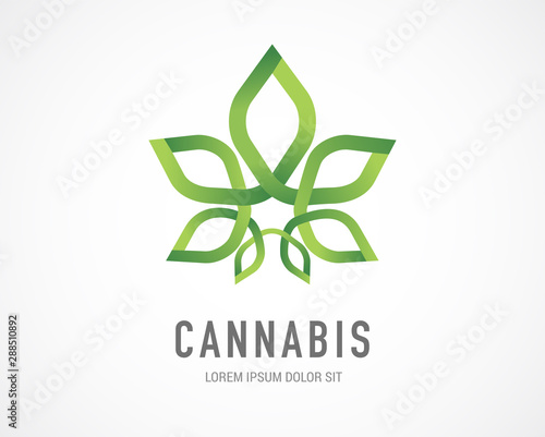 Cannabis leaf, medical marijuana, CBD oil, symbol and logo. Vector design