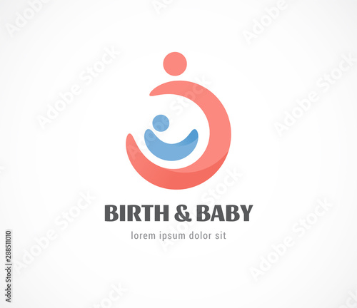 Birth, pregnant, family and baby care logo and symbol. Vector design