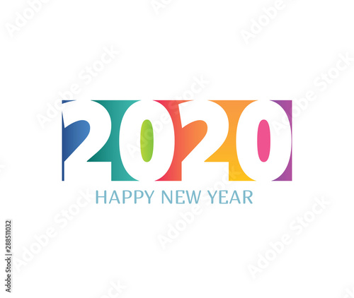 Happy new 2020 year - cute template poster banner art. Happy new year - for invitation.