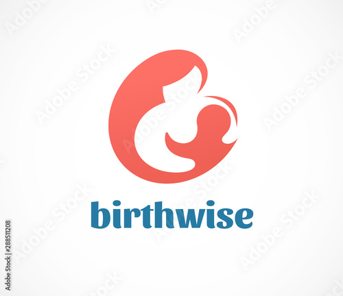 Birth, pregnant, family and baby care logo and symbol. Vector design
