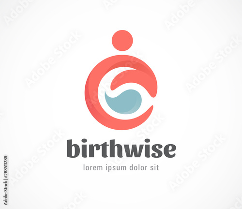 Birth, pregnant, family and baby care logo and symbol. Vector design