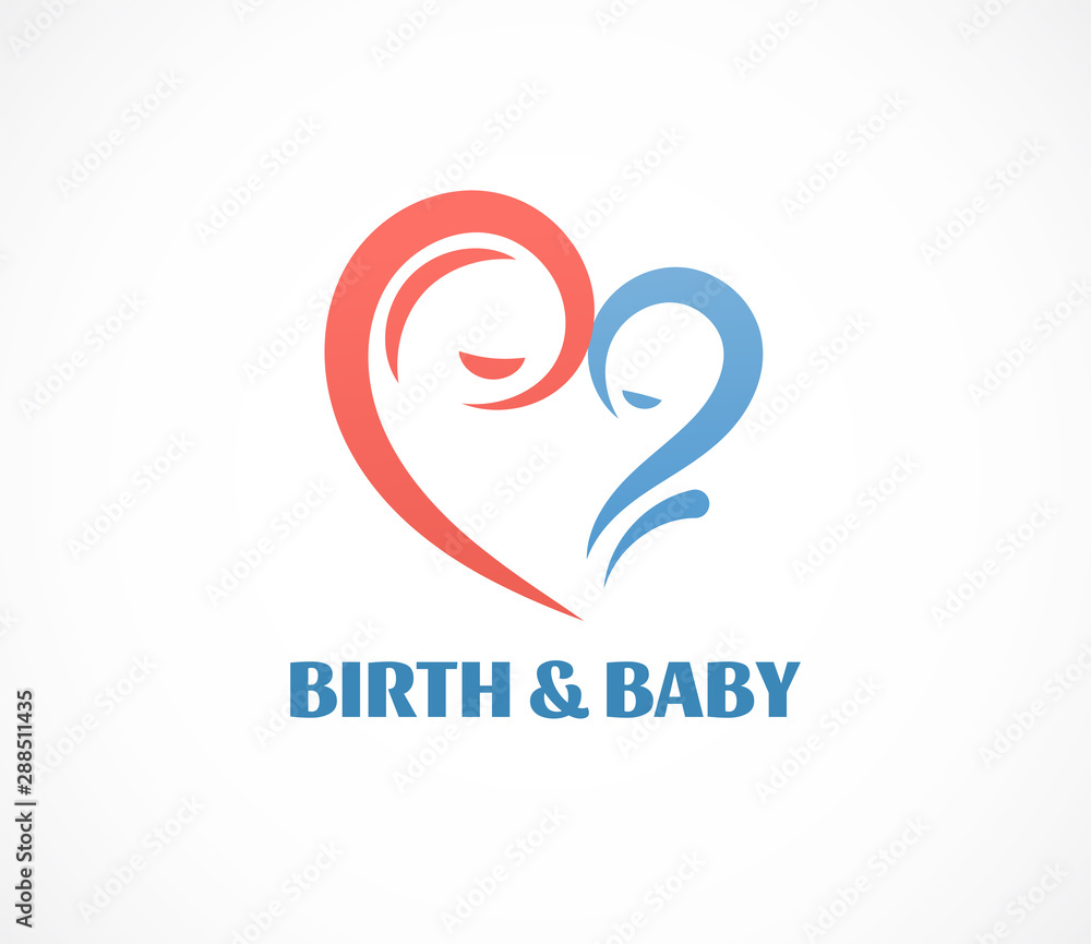 Birth, pregnant, family and baby care logo and symbol. Vector design