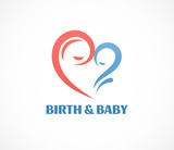 Birth, pregnant, family and baby care logo and symbol. Vector design