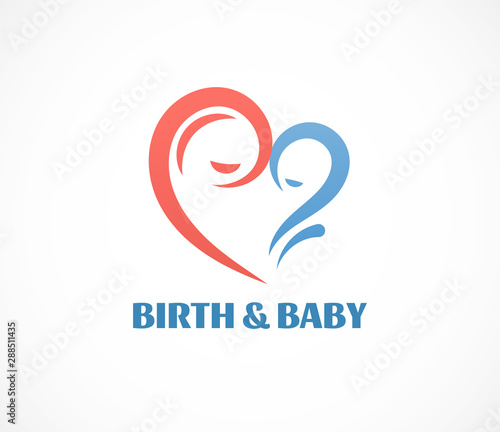 Birth, pregnant, family and baby care logo and symbol. Vector design