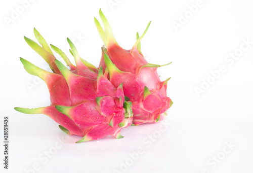 Dragon fruit or pitaya fruit on white background