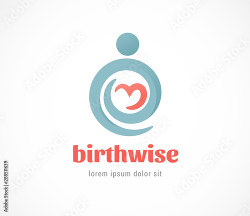 Birth, pregnant, family and baby care logo and symbol. Vector design