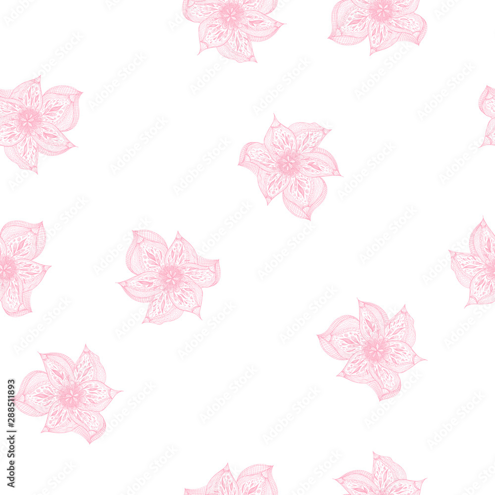 Seamless pattern of abstract hand drawn orchid. Retro flowers hand outline orchid, great design for any purposes. Outline vector. Nature background. Tropical plant. Floral design Seamless pattern of abstract hand drawn orchid. Retro flowers hand outline orchid, great design for any purposes. Outline vector. Nature background. Tropical plant. Floral design