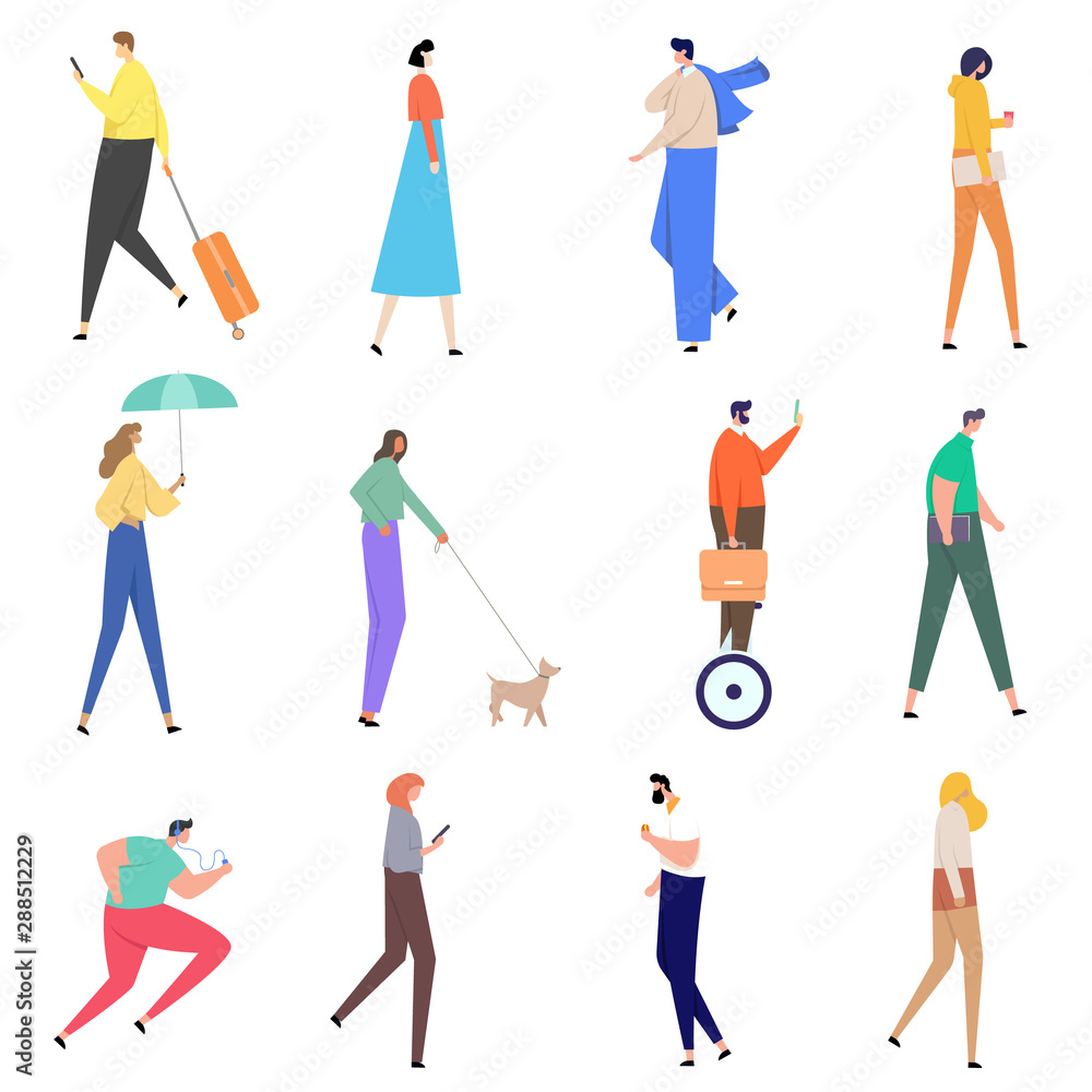 Crowd of people performing summer outdoor activities. Crowd of people performing summer outdoor activities.