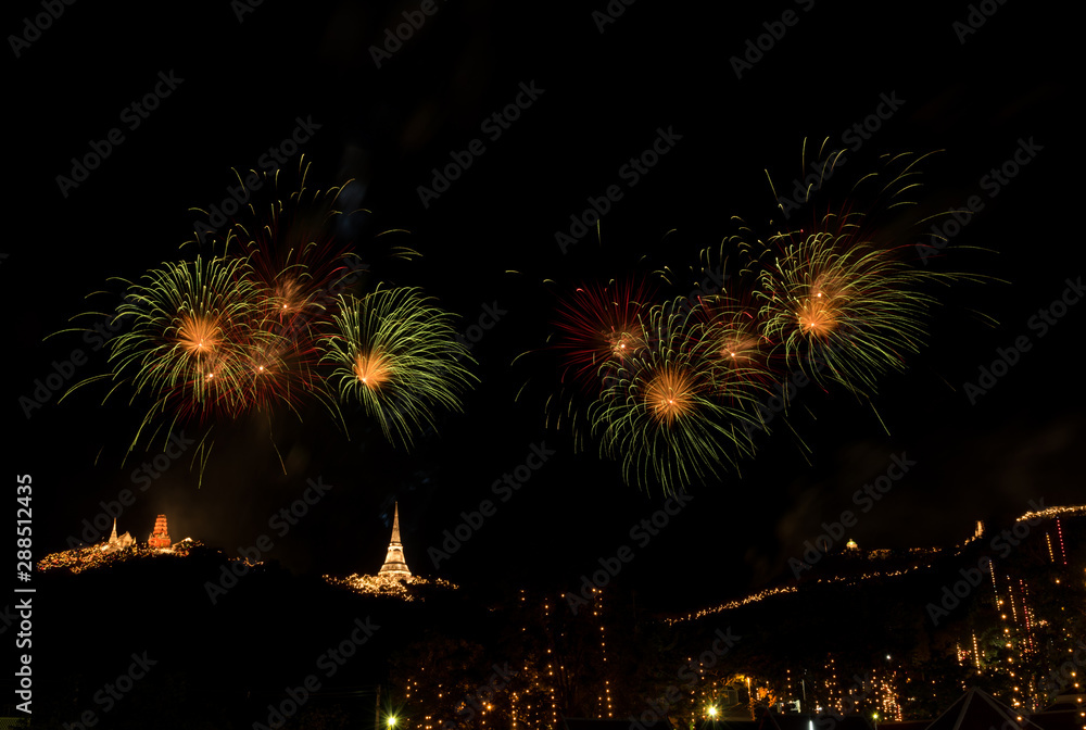 Firework at Pranakorn Khiri Festival in Petchaburi province, Thailand Firework at Pranakorn Khiri Festival in Petchaburi province, Thailand