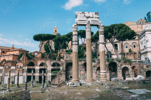 Panoramic view of temple of Venus Genetrix is ruined temple and forum of Caesar photo