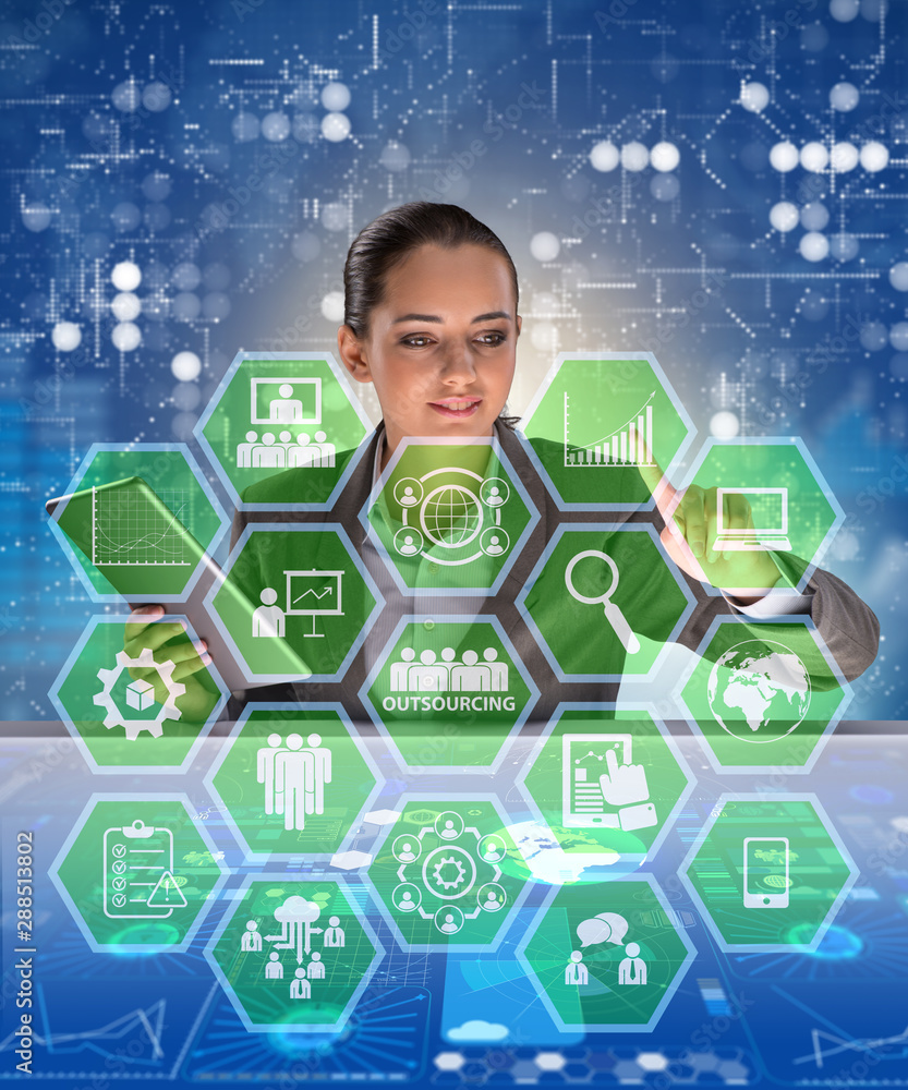 Fototapeta premium Concept of outsourcing in modern business