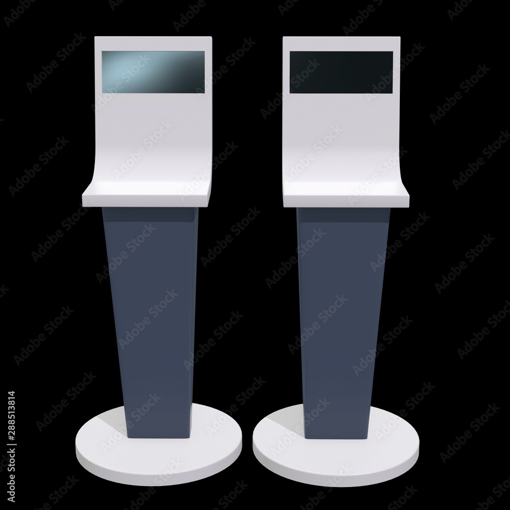 LCD Screen Stand. Trade Show Booth. 3d render of tv info kiosk on black background. High Resolution. Ad template for your expo design. LCD Screen Stand. Trade Show Booth. 3d render of tv info kiosk on black background. High Resolution. Ad template for your expo design.