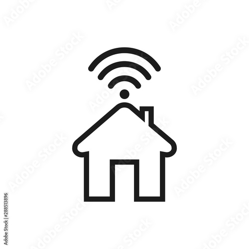 Smart home icon with signal – stock vector