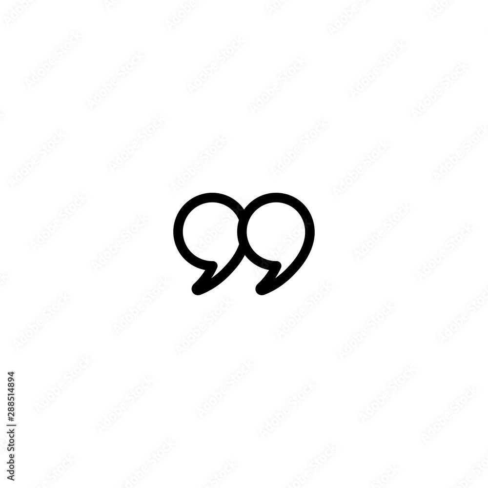 black quote marks isolated on white. Flat reading icon. Vector illustration. black quote marks isolated on white. Flat reading icon. Vector illustration.
