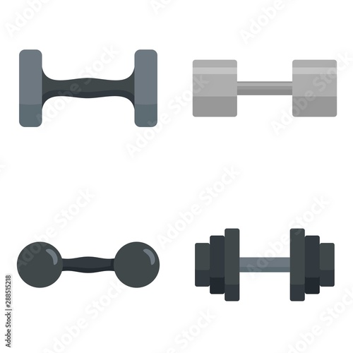 Dumbell icon set. Flat set of dumbell vector icons for web design