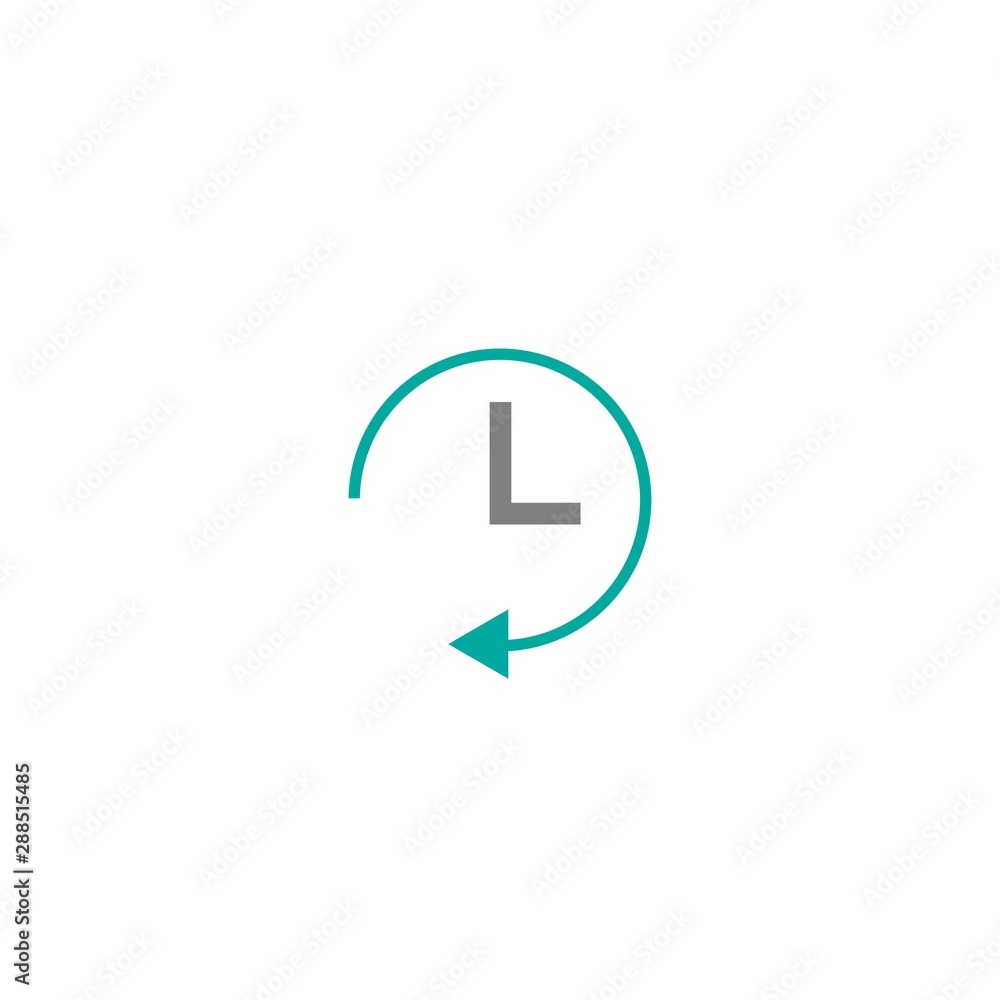 blue clock with and round arrow. Flat icon isolated on white. Repeat clock pictogram. blue clock with and round arrow. Flat icon isolated on white. Repeat clock pictogram.