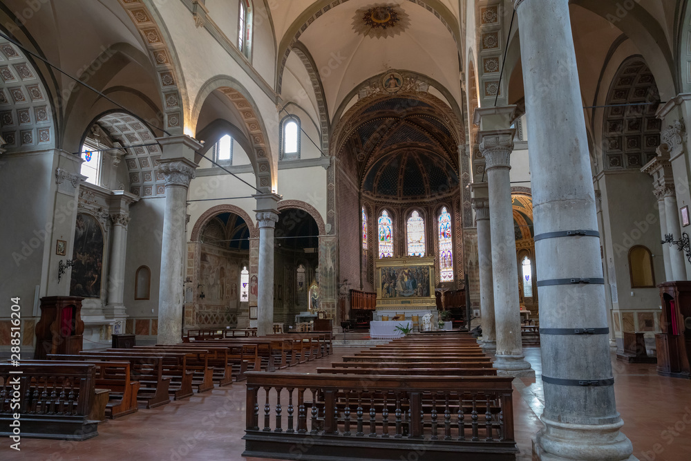 Fototapeta premium Panoramic view of interior of Santa Maria dei Servi