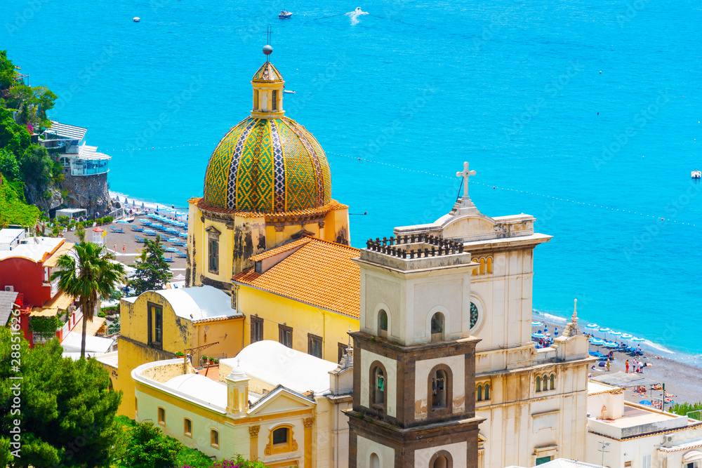 Cityscape of beautiful Positano on a clear day