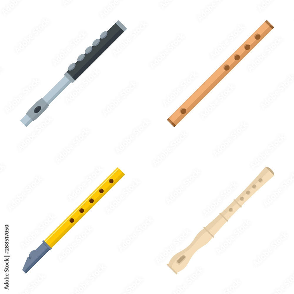 Flute icon set. Flat set of flute vector icons for web design Flute icon set. Flat set of flute vector icons for web design