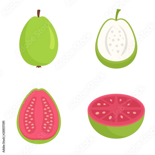 Guava icons set. Flat set of guava vector icons for web design