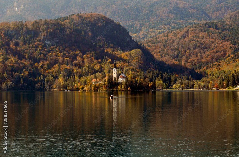 Fototapeta premium View of St. Mary´s Church at the lake Bled