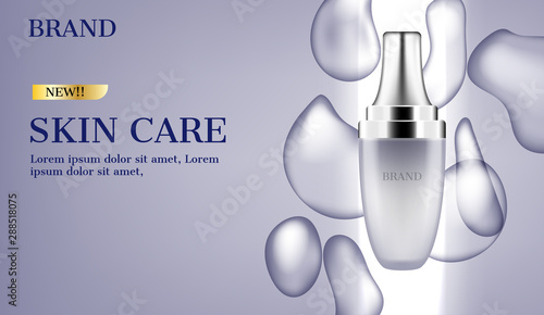 skin care product with water drops and light