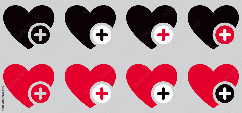 ICÔNE COEUR AVEC SIGNE PLUS