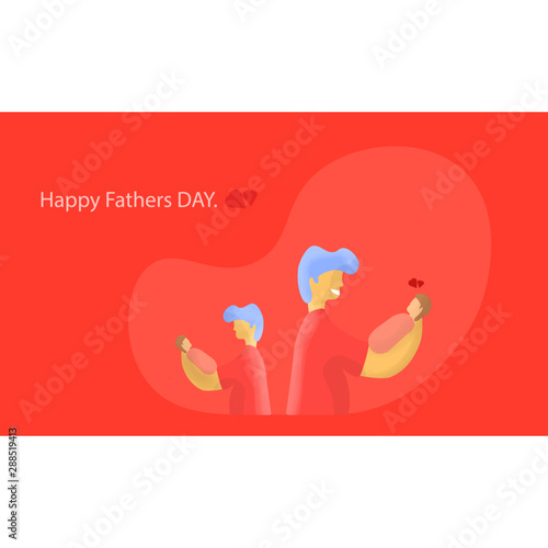 ector Illustration Of Father Holding Baby In Arm, Cartoon Flat Illustration father day